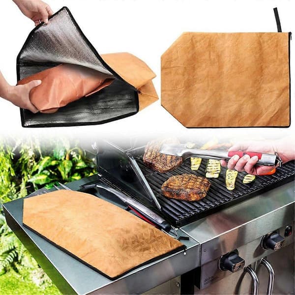 BBQ Tæppe, BBQ Tæppe til Hvilekød, Genanvendelig Isoleret Kødpose med Lynlås til Udendørs BBQ, 2 STK