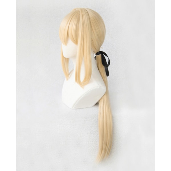 Violet Evergarden Cosplay Peruk Värmebeständig Syntetisk Ljusblond Hår Cosplay Peruker Med Band + Peruknät as the picture