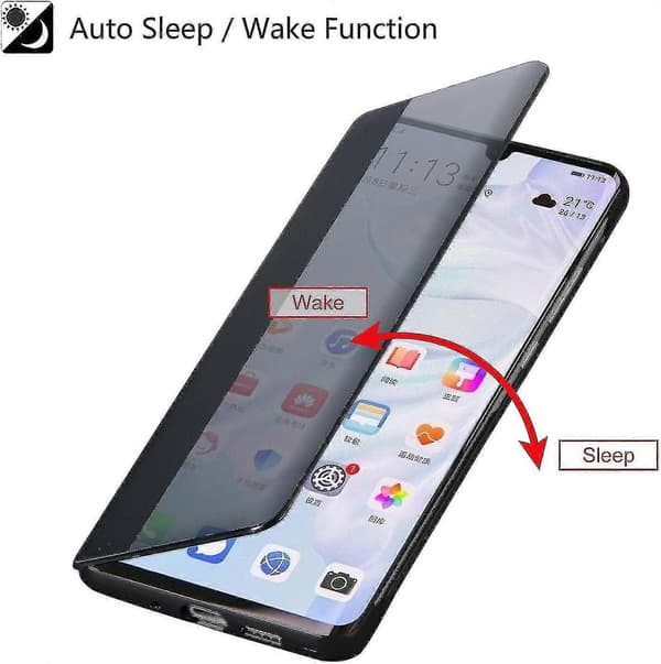 Huawei P30 Etui, Smart View Læder Flip Etui, [Strømbesparende Tilstand][Integreret Beskyttelse](p30,sort)