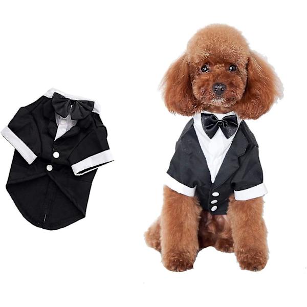 Hund Smoking Kostym Hund Formell Skjorta, Bröllopsdräkt för Husdjur Kavaj Kostym Fluga Cosplay Prins Gentleman Kläder L