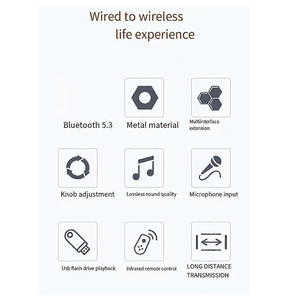 Ny Bluetooth Audio Mottaker Adapter 5.3 Spiller U Disk Mikrofon Forsterker Audio Høyttaler Konverter med Fjernkontroll