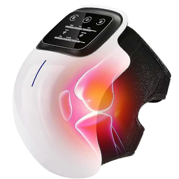 Knæmassageapparat, Stærkt batteri infrarød dybdevarmeterapi til knæledssmertelindring, laser- og vibrationsterapi mod arthritis, hævelse