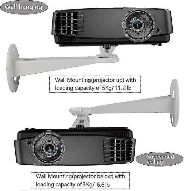Mini Projektor Väggfäste/projektor Hängare/CCTV Säkerhetskamera Hus Monteringsfäste (vit) - rotation 360 (vit)