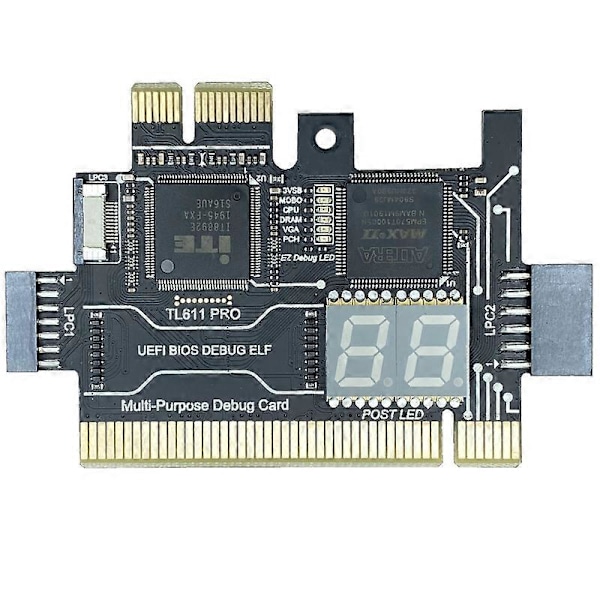 TL611 PRO Diagnostisk Kort, Pcie Diagnostisk Kort til Desktop Pci Bundkort til Desktops og Bærbare Computere (Sort)