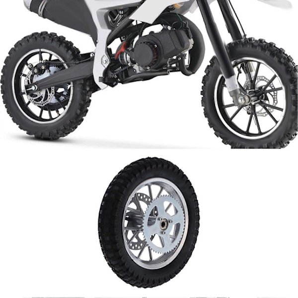 12.5x2.75in Mini Cykel Bakhjul Halkskydd Gummi Stål Legering för 47cc 49cc 2-takts Dirt Bike (Silver)