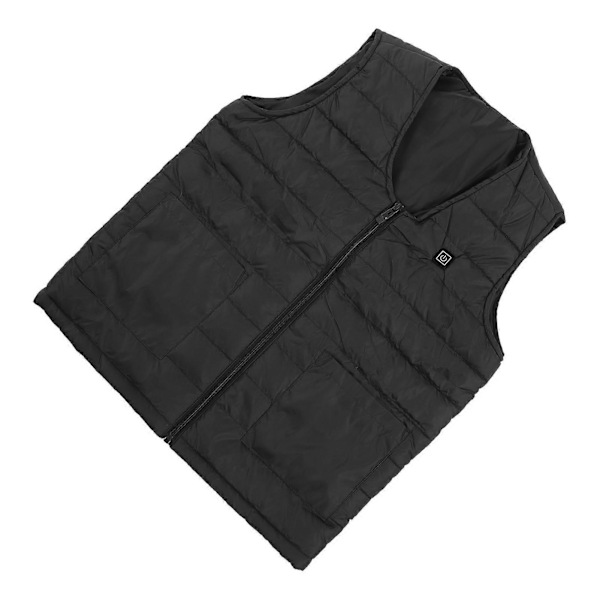 Opvarmet Vest V-hals Smart Konstant Temperatur Åndbar Varm Varmevest til Vinter Sort 7XL