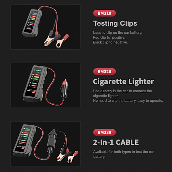 12V Bilbatteritestare 6 LED-lampor Visning Generatorstatuskontroll Automatiskt Diagnostikverktyg