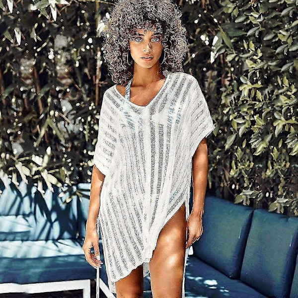 Sommerbadedrakt Bikini Strand Badetøy Heklet Cover Up for Kvinner Off White1