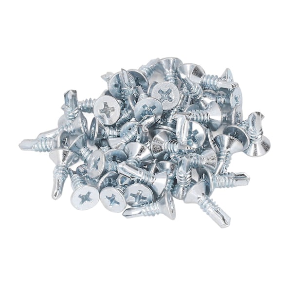 50 stk. Kryss Selvborende Skrue 4,8x16mm Karbonstål Galvanisert Rustsikker Bor Skruer for Hjem Flat