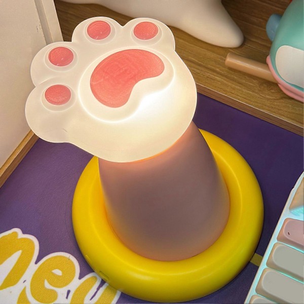 Kattepote Natlampe med Auto-Sluk Timer Blødt Lys Flicker Fri Dæmpbar Sødt Design Børn Kattepote Natlampe Skrivebordsindretning