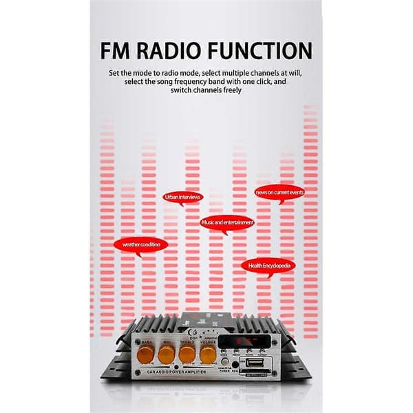 Bil 12V Bilförstärkare Bluetooth Mini Liten Effektförstärkare Högtalarförstärkare Förstärkare för Hemmabruk Bil