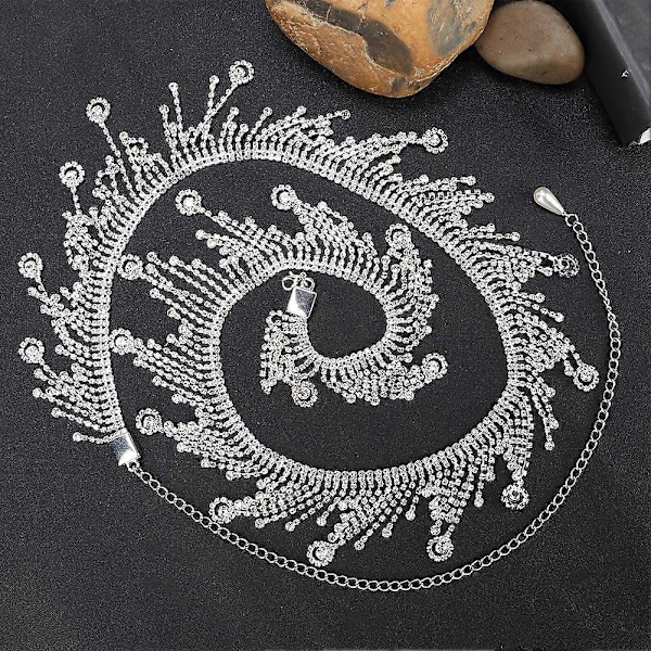 103cm Kristallikivikoristeinen DIY Vatsatanssiketju Vaatteiden Asuste (6cm Tupsu)