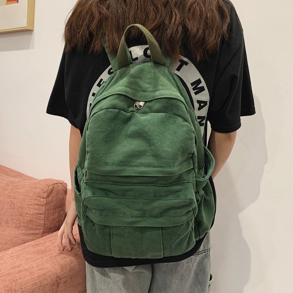 Retro Casual Ryggsäck Dam Resväska Mode Stor Kapacitet Ryggsäck green 1