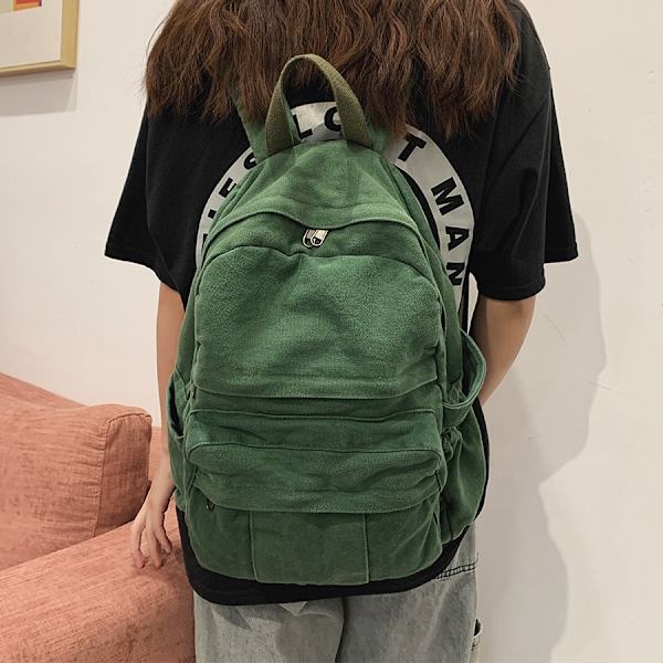 Retro Casual Ryggsäck Dam Resväska Mode Stor Kapacitet Ryggsäck green 2