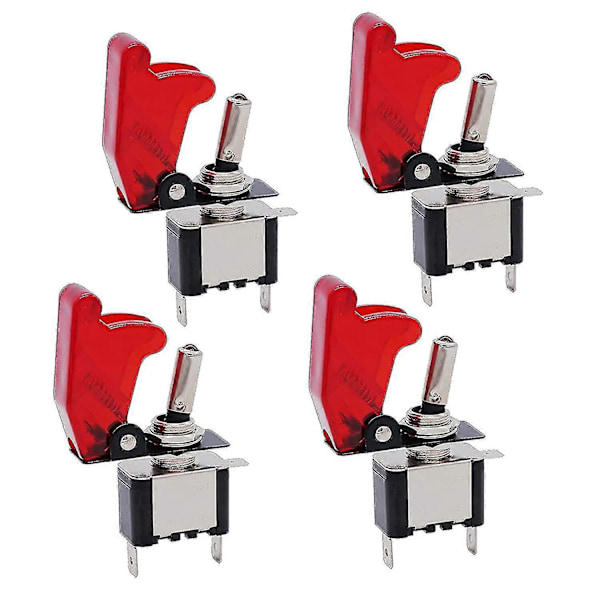 4 st Vippströmbrytare 12V 20A Rocker Switch Röd LED-ljusströmbrytare, 2-Pin Rocker