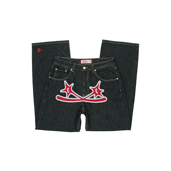 Retro Herrbyxor Street Sommar Casual Raka Ben Byxor black red L