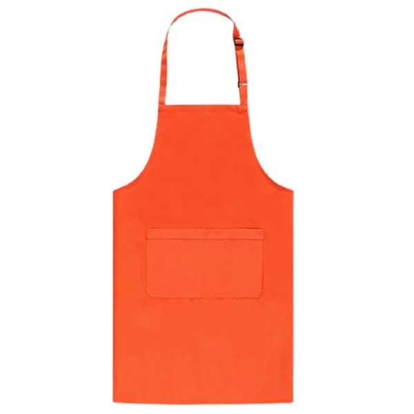 Kockförkläde Enfärgat Vattentätt Polyester Bomull Hängande Halsförkläde för Restaurang Orange