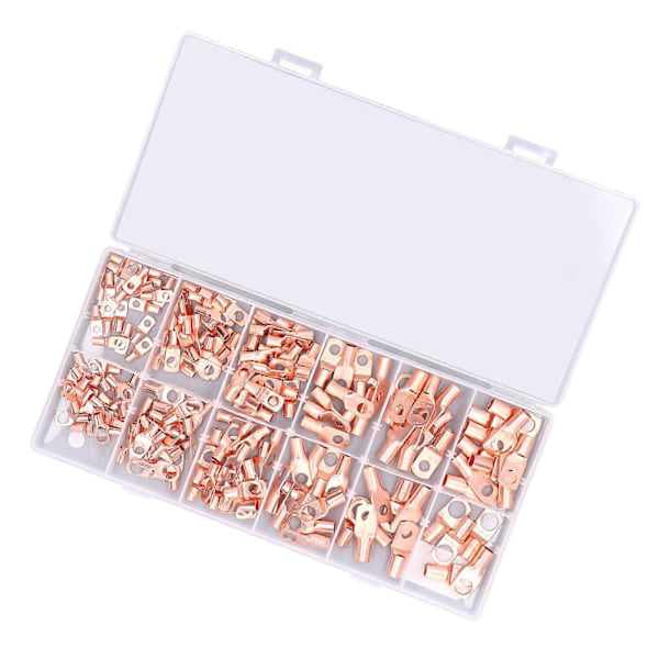 170 stk. Kobber Batterikabelender 12 Størrelser Rørformede Ring SC Terminaler AWG4 AWG6 AWG8 AWG10 AWG12
