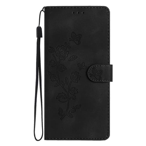 Blomster Læder Etui Til Motorola Moto G9 / G9 Play / E7 Plus Black