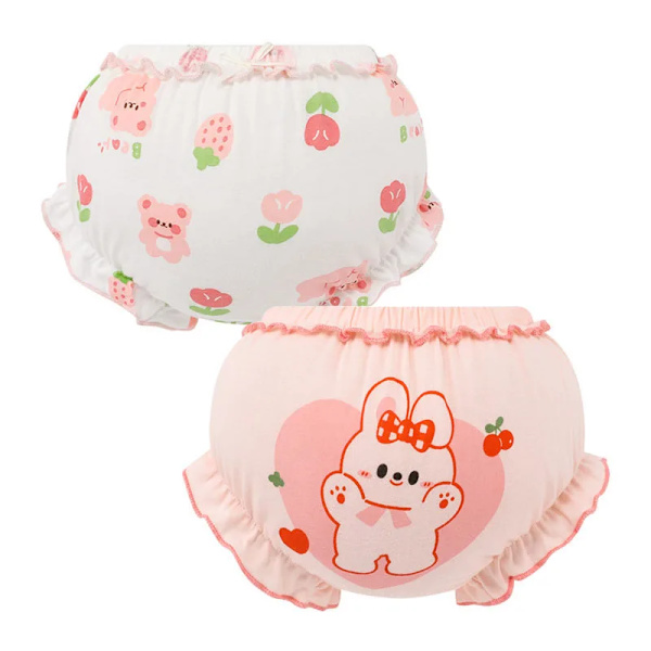 2 st Sommar Baby 100% Bomulls Shorts Barn Kawaii Söta Tecknade Kalsonger PP Byxor 1074AD 13-24M ( 100 )