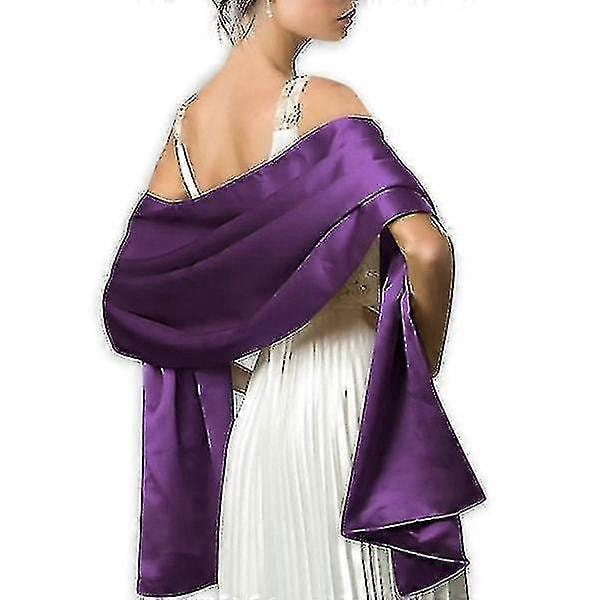Mjuk Satin Silkes Scarf För Kvinnor Gray