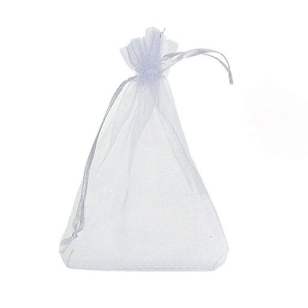 50 stk. Hvite Organza Mesh-poser Smykkepakke Bryllupsgave Snørestropp