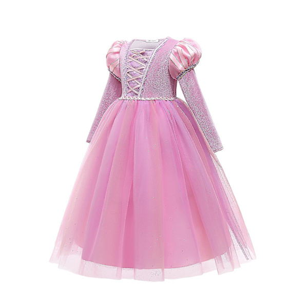 Flickor Rapunzel Prinsessklänning Barn Hösttrassel Fancy Prinsesskostym Barn Födelsedag Karneval Klänningar Party Kläder Cape dress 6T(130)