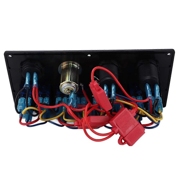 Sort 8-vejs vippekontaktpanel med LED-baggrundsbelysning, motorbådsmodifikation DC12?24V