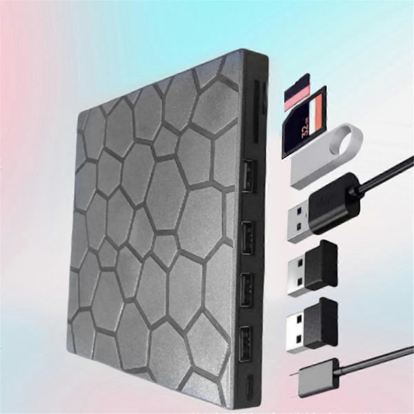Extern DVD RW-enhet USB 3.0 Typ C 7-i-1 Gränssnitt Slim DVD CD-brännare Läsare Spelare Optisk Enhet för Laptop PC