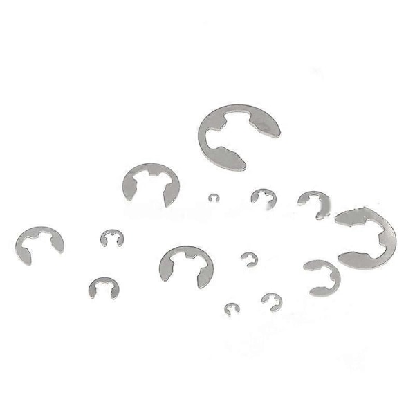 390 stk. E-Clip Låsering 1,5–15 mm Rustfritt Stål Sortimentsett Kit 390 stk.