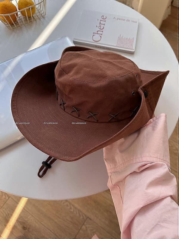 Western Cowboyhatt Bred Brem Utendørshatt Brun 55-59cm