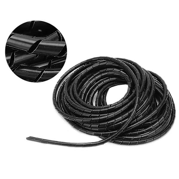 Spiral Ledningsvikling Fleksibel Kabel Organizer Management Sort 8mm 10 Meter til Ledningsføring