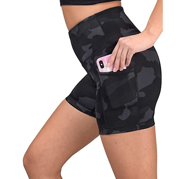 Tflycq Träningsshorts för Kvinnor Scrunch Booty Gym Yogabyxor Kamouflage Fickor Leggings