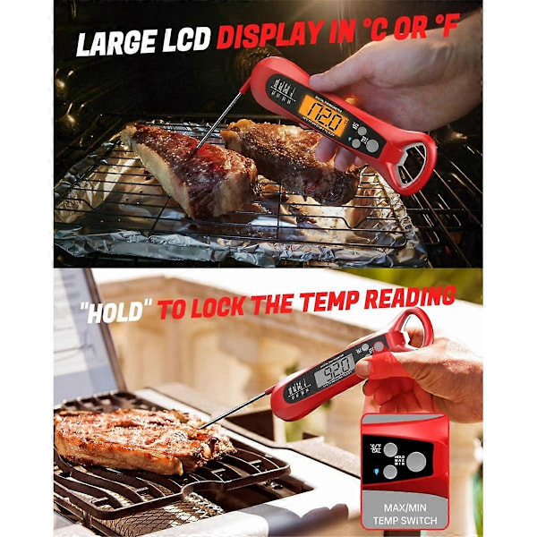 2 STK Kjøtttermometer Digitalt Øyeblikkelig Avlesning Kjøtttermometer for Grill og Matlaging Mattermometer for Kjøkken BBQ