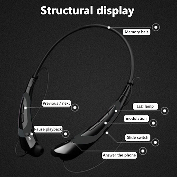 Bluetooth Hörlurar Bluetooth 4.0 Trådlösa Nackbands Hörlurar black