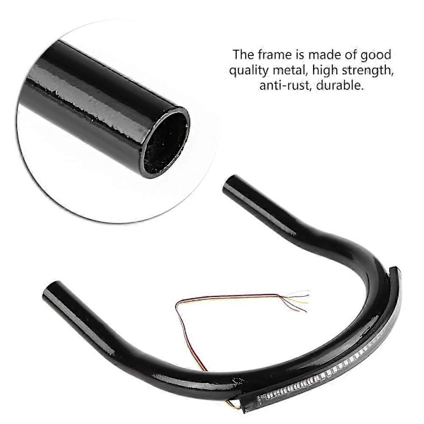 210MM Motorcykel Bakre Säte Ram Loop Båge Fäste med LED-ljus DIY Tillbehör Svart Böjd