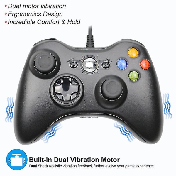 4-i-1 USB-kabelansluten gamepad för Xbox 360 / Windows 7 / 8 / 10