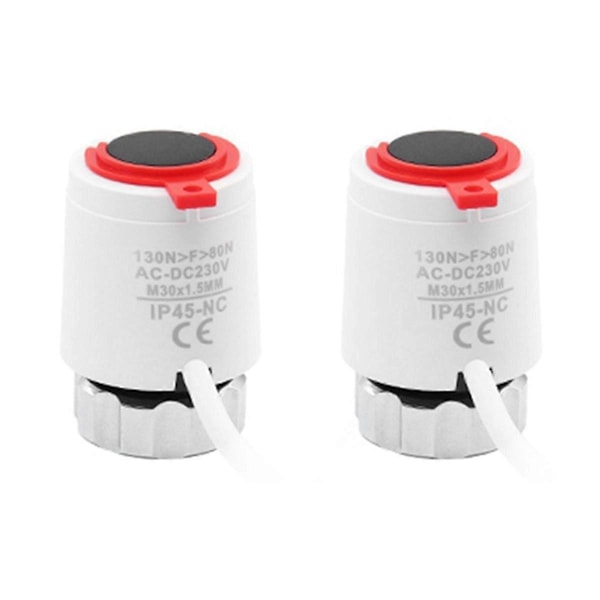 2 stk. 230V Normalt Lukket NC M30x1.5mm Elektrotermisk Aktuator for Gulvvarme TRV Termostatisk Varmespredning