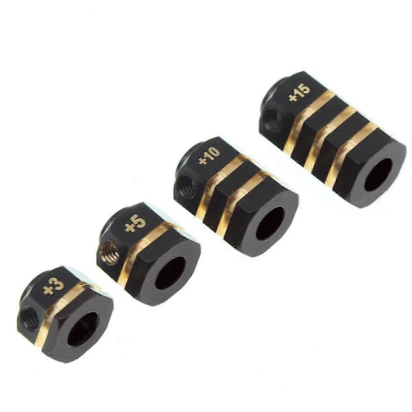 4kpl Messinkinen vastapaino 12mm pyörän kuusiokolo jatkettu adapteri TRX4 TRX6 1/10 RC-auton osille 15mm