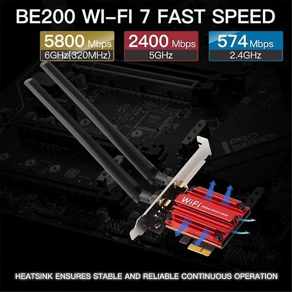 Wifi 7 Pcie Trådløs Adapter Be200 Bluetooth 5.4 Tri Band 2.4G/5G/6Ghz 8774Mbps /11 64Bit Wifi 6E