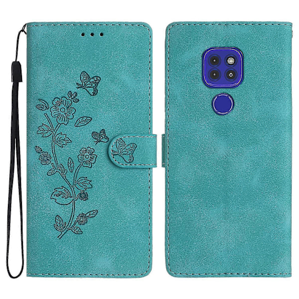 Blomster Skinnveske For Motorola Moto G9 / G9 Play / E7 Plus Sky Blue