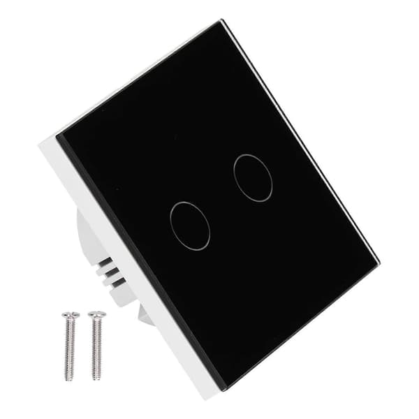 Typ 86 2-vägs Smart Switch Touch Röststyrning Hushåll Kondensatorfri Bakgrundsbelyst Switch för Zigbee Tuya (Svart)