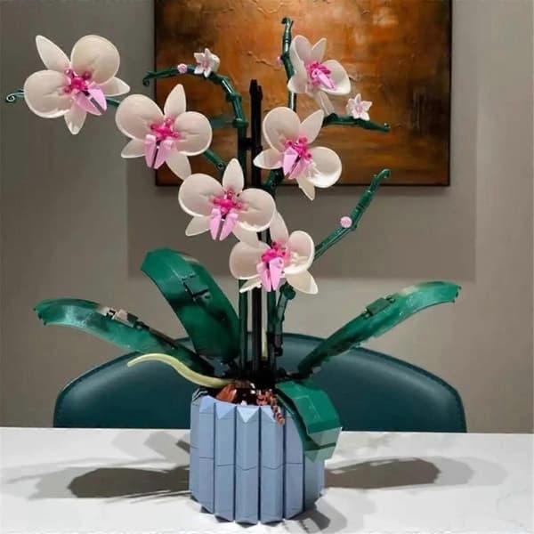 Romantisk Blomma Orkidé Bukett Byggkloss DIY Krukväxt Illustrationskit Monteringsklossar Leksaker Romantiska Flickpresenter