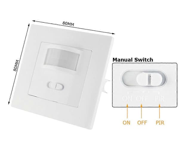 140 Innfelt Bevegelsessensor Veggstrømbryter for LED- og Halogenlamper