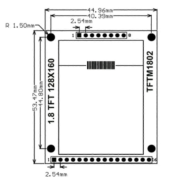 TFT 1,8 tuuman LCD-moduuli 128x160 pistettä - ST7735S-ohjain SPI-sarjaliitäntä Monitoiminen värinäyttömoduuli