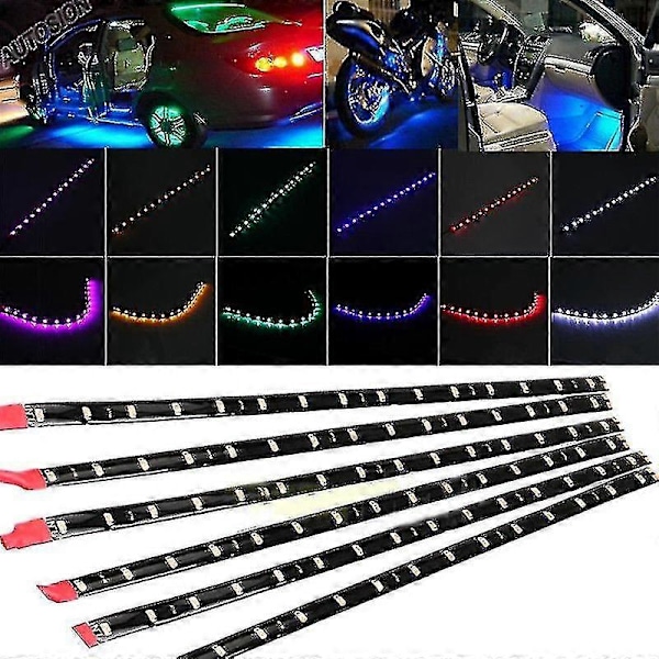 6 stk. Fleksibel Vandtæt 15 LED Strip Undervognslys Bil Motor Lampe Tape 12v Hfmqv Green