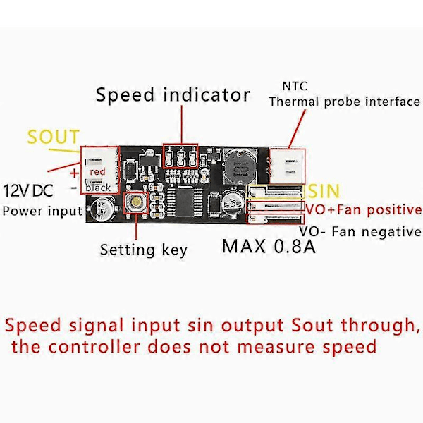 Temperaturkontrollmodul Enkel 12V DC PWM 2-3 Tråds Fläkt Temperaturkontroll Guvernör Dator
