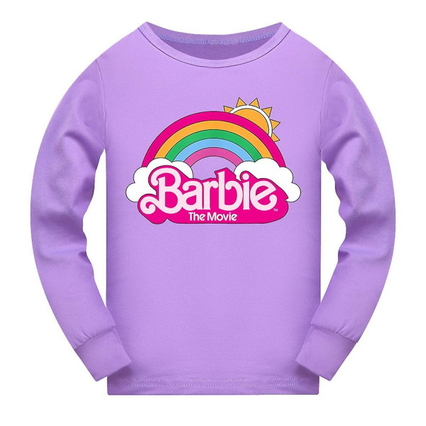Barbie Film Tryck Barn Flickor Pyjamas Set Purple 9-10 Years