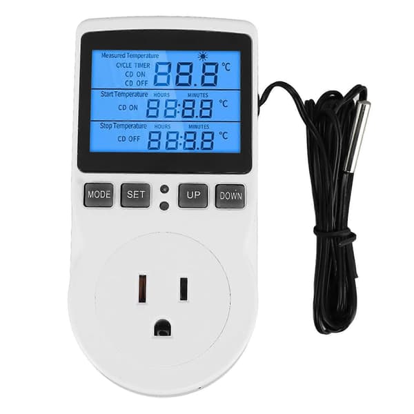 Smart Termostat Digital Temperaturkontroller Stikkontakt Timer med Blått Baklys for Hjemmebryggingsfermenter Drivhus