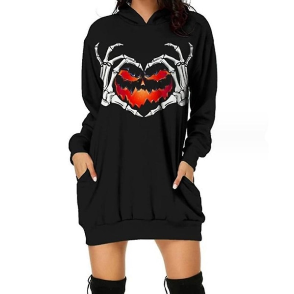 Hooded Womens Halloween Pumpkin Sweatshirt Långärmad Crewneck-tröja med tunikatröjor med ficka style 2 4XL